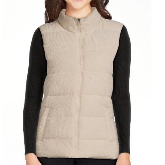 NWOT Time and Tru Women's Lightweight Quilted Corduroy Vest, Beige size S (4-6) - Picture 1 of 6